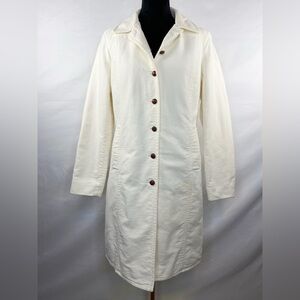 Vintage Y2K GAP Ivory Cotton Velvet Long Coat Quilted Satin Lining